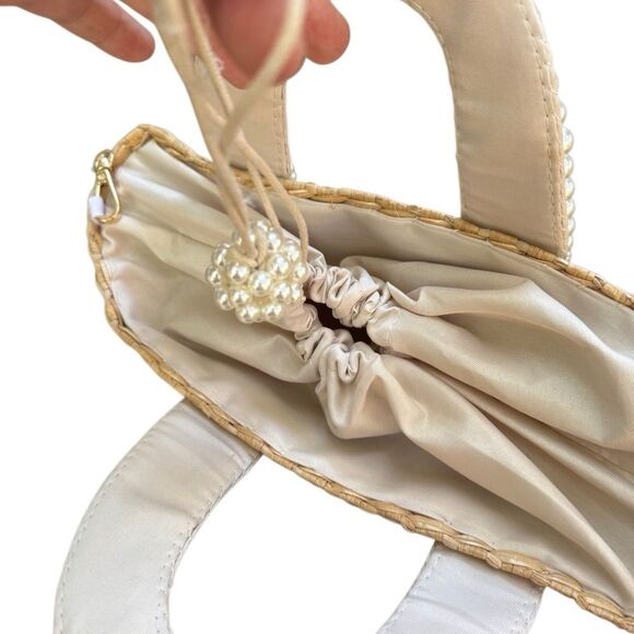 Women's Pearl Detail Wicker Bohemian Beachy Mini Bag - Picture 5 of 9